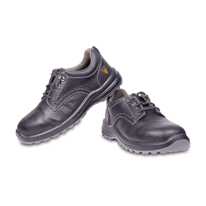 Tagra Low Ankle Double Density Grain Barton Leather Safety Shoes - Steel Toe (Black), Engine Lo B