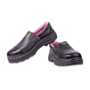 Tagra Low Ankle Double Density Buff Barton Leather Safety Shoes - Steel Toe (Black), Care Lo