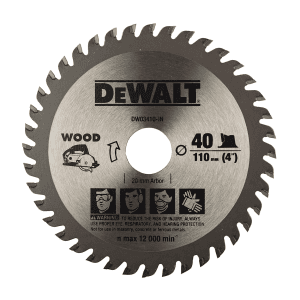 Dewalt 4 inch / 110 mm TCT Circular Saw Blade For Cutting MDF Plywood & Laminated Wood (40 Teeth), DW03410-IN