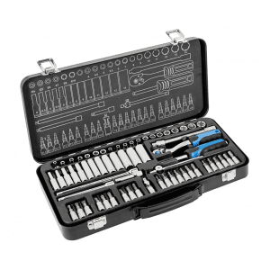 Hogert 63 Pcs 1/4 Inch Sq. Drive Socket Set, HT1R486