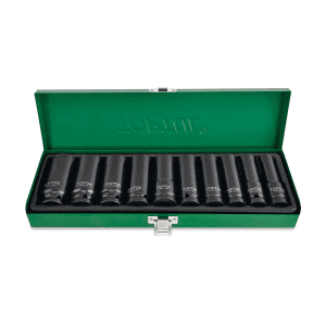 Toptul 10 Pcs 1/2 Inch Sq. Drive 6 Pt Flank Deep Impact Socket Set, GDAD1002