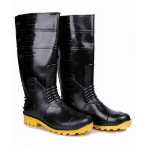 Hillson Torpedo 211 ISI Marked Dual Density PVC Safety Gumboots without Steel Toe - Black & Yellow 