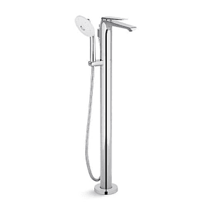Kohler Avid Floor Mount Bathtub Filler With Hand Shower In Polished Chrome Finish, K-97367T-B4-CP