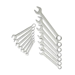 Stanley 14 Pcs, 3/8 inch - 1-1/4 inch Chrome Vanadium Steel Slimline Inches Fixed Square, Open End Imperial Combination Spanner Set, 1-87-709