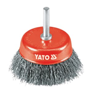 Yato 75 mm Dia. Cup Brush with Shaft (Crimped Inox Wire), YT-4751