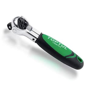 Toptul 3/8" x 1/4" Stubby Swivel-Head Ratchet with Dual Drives, CJMM1216
