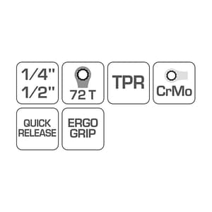 Hogert 1/4 Inch Composite Ratchet Handle (PP Handle), HT1R354