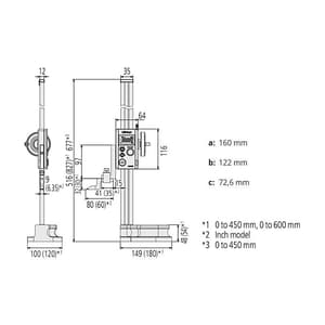 Mitutoyo 300 mm / 12 inch Absolute Digimatic Height Gauge With Slider Feed Wheel, 570-412