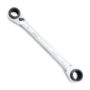 Toptul 12 x 15 mm - 14 x 13 mm Pro - Series 4 - In - 1 Ratchet Double Ring Wrench (72 Teeth Ratchet Mechanism), ABAD1215