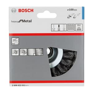 Bosch 100 mm Dia. Tapered Brushes For Angle Grinders Knotted Wire, 2 608 622 011