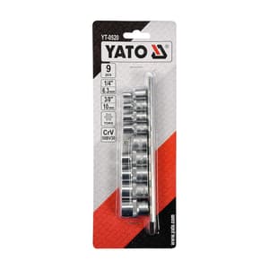 Yato 9 Pcs 1/4, 3/8 Inch Sq. Drive Torx Socket Set, YT-0520