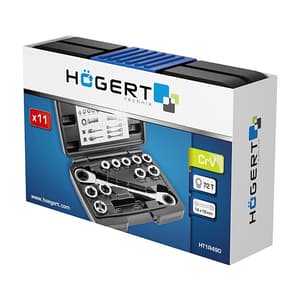 Hogert 11 Pcs Socket Set With Ratchet Ring Spanner, HT1R490