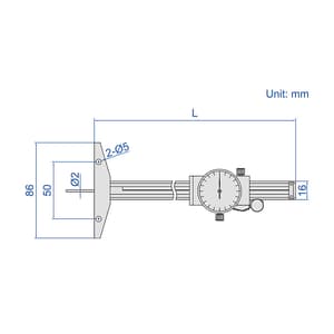 Insize 0 - 150 mm Dial Depth Gauge with Round Bar, 1341-150