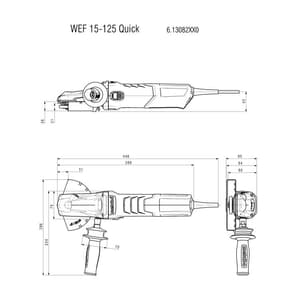 Metabo 125mm / 5 inch 1550W Quick Flat Head Angle Grinder, WEF 15-125