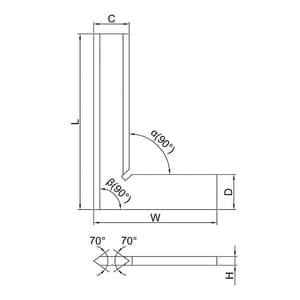 Insize 50 mm 90° Beveled Edge Square, 4790-500