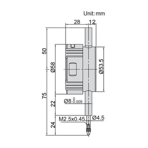 Insize 0 - 12.7 mm / 0.5 inch Flat Back Digital Indicator for Bore Gauges, 2108-10F