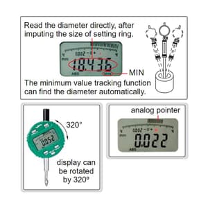 Insize 0 - 12.7 mm / 0.5 inch Flat Back Digital Indicator for Bore Gauges, 2108-10F