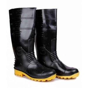 Hillson Torpedo 211 ISI Marked Dual Density PVC Safety Gumboots without Steel Toe - Black & Yellow 