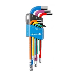Hogert 9 Pcs (1.50 mm - 10 mm) Colour Coded Hex Keys Set, HT1W806