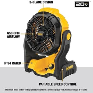 Dewalt 18V XR Li-Ion Cordless Jobsite Fan With 180° Pivoting Head (Bare Tool), DCE512N-XJ
