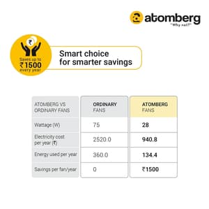 Atomberg Renesa 1200 mm Energy Efficient Ceiling Fan With BLDC Motor & Remote (White & Black)