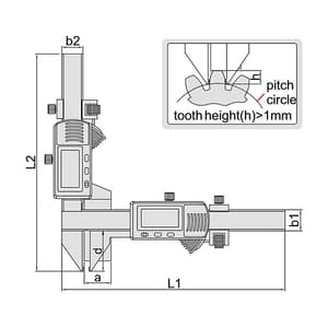 Insize M1 - M25 mm Digital Gear Tooth Caliper, 1181-M25A