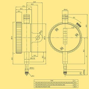 Baker 25 mm Mechanical Plunger Type Dial Gauge (Model 56), K06A