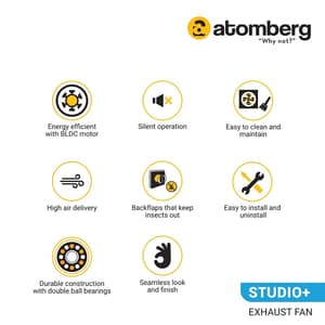 Atomberg Studio+ 150 Energy Saving Exhaust Fan With BLDC Motor (Black)
