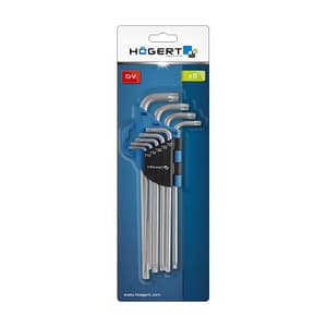 Hogert 9 Pcs (T10 - T50) Hexagonal Extra Long Torx Keys Set, HT1W818