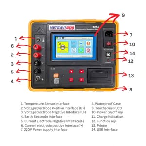 Metravi 10A Digital Mirco Ohms Meter / DC Resistance Tester With Touchscreen, PRO 7274