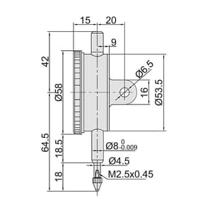 Insize 0 - 1 mm One Revolution Dial Indicator with Flat Back, 2316-1
