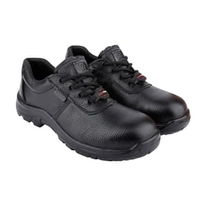 Alko Plus Low Ankle Buff Leather Safety Shoe with PU Single Density Sole - Steel Toe (Black), APS 1100