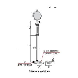 Insize 35 - 60 mm Precision Bore Gauge With Dial Indicator, 2825-60