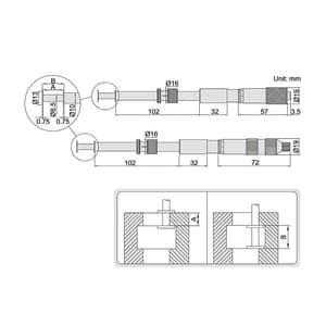 Insize 25 - 50 mm Groove Micrometer (Two-Directional Ratchet Stop), 3287-50B