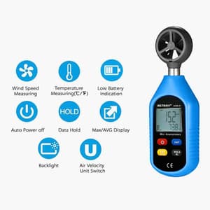 Metravi 4 Digits / 30m/Sec Digital Thermo Anemometer, AVM-01