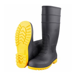 Alko Plus 15 inch PVC Gumboot with Cotton Lining & Steel Toe (Black & Yellow), APS G7
