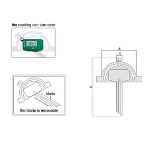 Insize 150 x 300 mm Digital Protractor, 4778-150