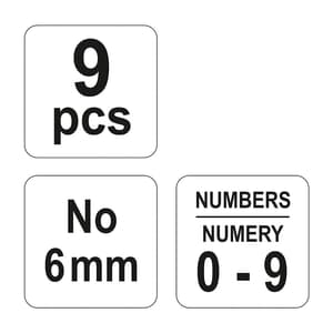 Yato 66 mm / 6 mm Number Stamps (Pack of 9 Pcs), YT-6854
