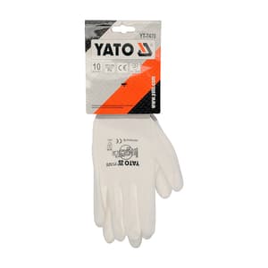 Yato White Polyurethane Coated Nylon Gloves, YT-7470