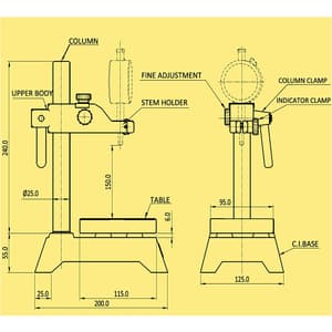 Baker 150 mm Dial Comparator Stand (Serrated Base), CS-150-S