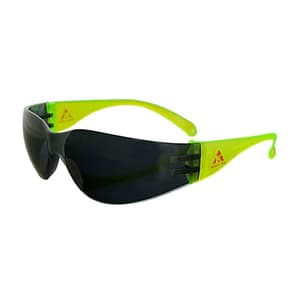 Karam UV Protected Safety Spectacle With Smoked Anti Fog Lens & Neon Green Temples, ES001(Smoked/Antifog)NG