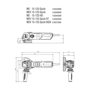 Metabo 125mm / 5 inch 1550W Quick Angle Grinder, WEV 15-125