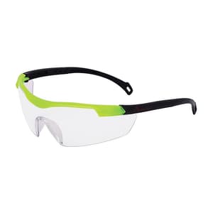 Karam UV Protected Safety Spectacles With Polycarbonate Clear Anti Fog Lens & Neon Green Color Frame, ES015(Clear/Antifog)NG