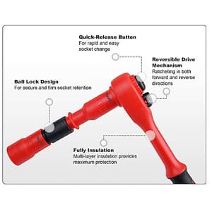 Toptul 10 Inch / 254 mm VDE Insulated Quick Release Extension Bar (3/8 Inch Sq Drive), CABA1210V4