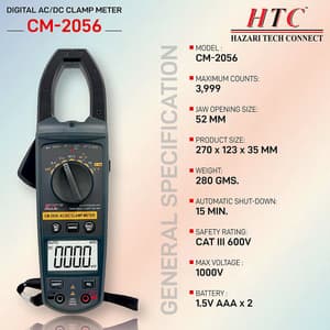 HTC 1000A AC / DC 4000 Count Clamp Meter with Backlight, CM-2056