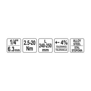 Yato 2.5 - 20 nm Torque Wrench (1/4 Inch Sq. Drive), YT-07511