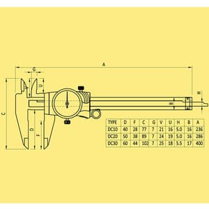 Baker 0 - 150 mm Dial Vernier Caliper With Adjustable Bezel (DC Series), DC10