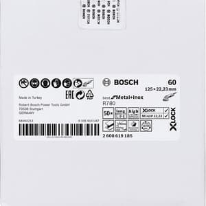 Bosch 125 mm / 60 Grit X-LOCK Fibre Disc Star Hole R780 Best For Metal & Inox, 2 608 619 185