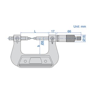 Insize 50 - 75 mm Gear Tooth Micrometer (Without Tips), 3291-75