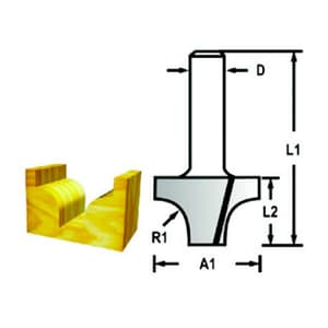 Makita 8.00 mm Router Bit (Plunge Cut Roundover Bit), D-68367